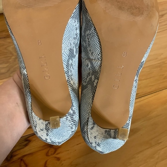 GILI leather snakeskin print georgette heels 8 - Picture 8 of 9